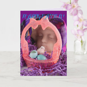 Easter basket child egg & chick New Life  Card