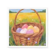 Easter Basket Egg Hunt Pastel Watercolor