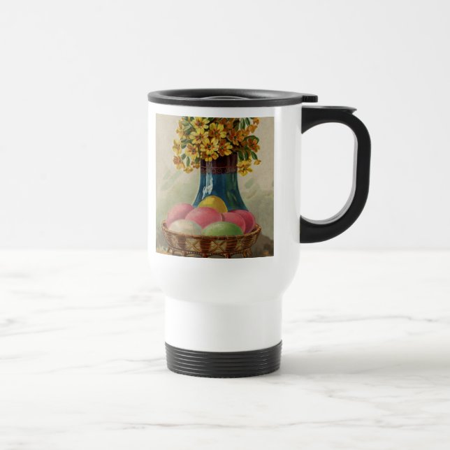Easter Basket Eggs Flowers Antique Travel Mug (Right)