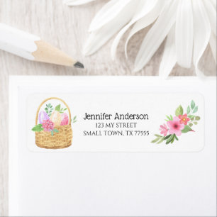 Easter Basket Eggs Spring Flowers Pink Address