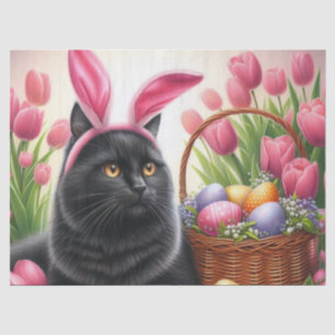 Easter Basket Painted Eggs Black Cat  Tissue Paper