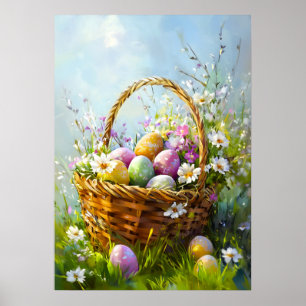 Easter Basket Painting Poster