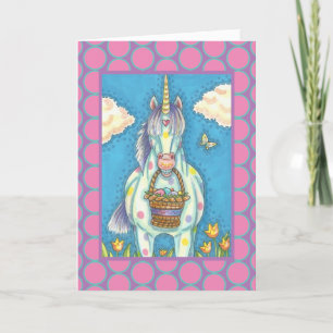 EASTER BASKET UNICORN, FANTASY GREETING CARD Verse
