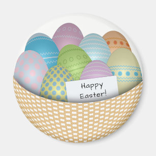 Easter Basket with Coloured Eggs Magnet