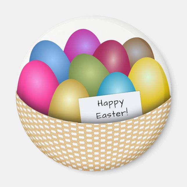 Easter Basket with Colourful Eggs Magnet (Front)