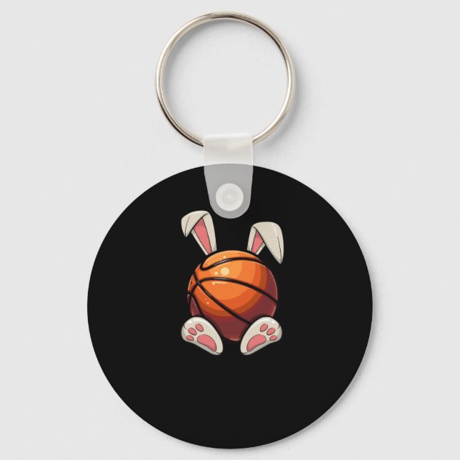 Easter Basketball Bunny Ears Kids Easter Egg Hunt  Key Ring (Front)