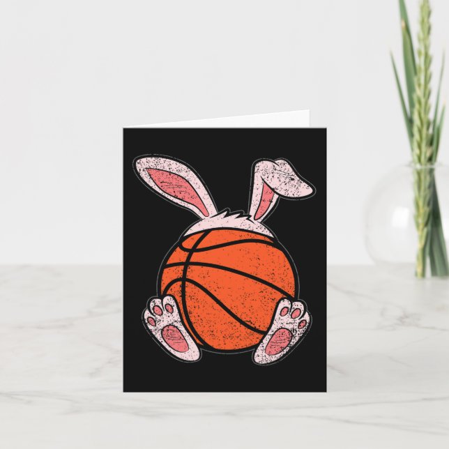 Easter Basketball Lover Bunny Ears Ball Cute Rabbi Card (Front)
