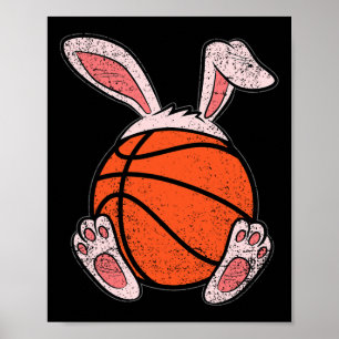 Easter Basketball Lover Bunny Ears Ball Cute Rabbi Poster
