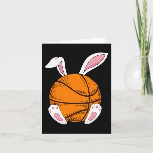 Easter Basketball  Rabbit Bunny Happy Easter Day 2 Card (Front)