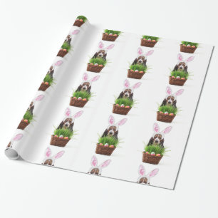 Easter Basset Hound dog wrapping paper