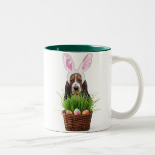 Easter Basset Hound Two-Tone Coffee Mug