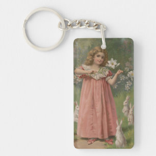 Easter Beauties, Vintage Illustration, 1898 Key Ring