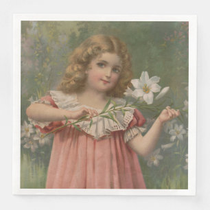 Easter Beauties, Vintage Illustration, 1898 Napkin