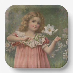 Easter Beauties, Vintage Illustration, 1898 Paper Plate