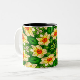 Easter Bell Flowers Pattern Two-Tone Coffee Mug
