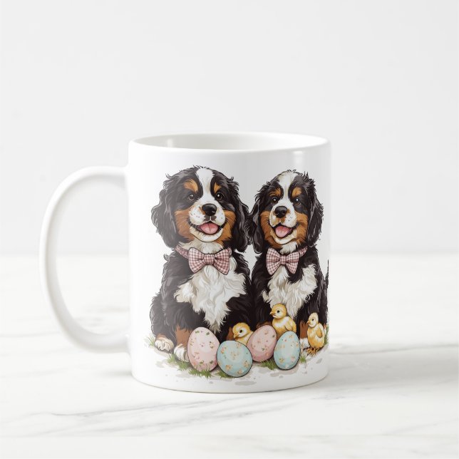 Easter Bernese Mountain Dogs Easter Eggs Coffee Mug (Left)