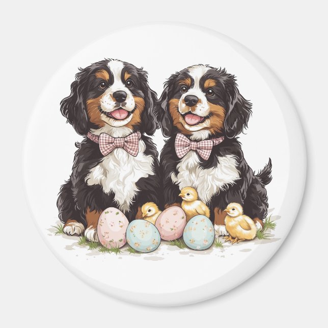 Easter Bernese Mountain Dogs Easter Eggs Magnet (Front)