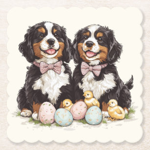Easter Bernese Mountain Dogs Easter Eggs Paper Coaster