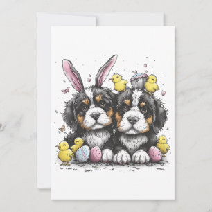 Easter Bernese Mountain Dogs Holiday Card