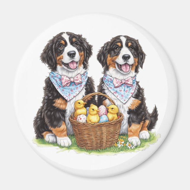 Easter Bernese Mountain Dogs Magnet (Front)