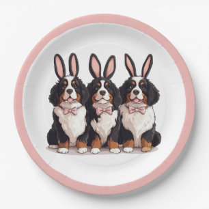 Easter Bernese Mountain Dogs Paper Plate