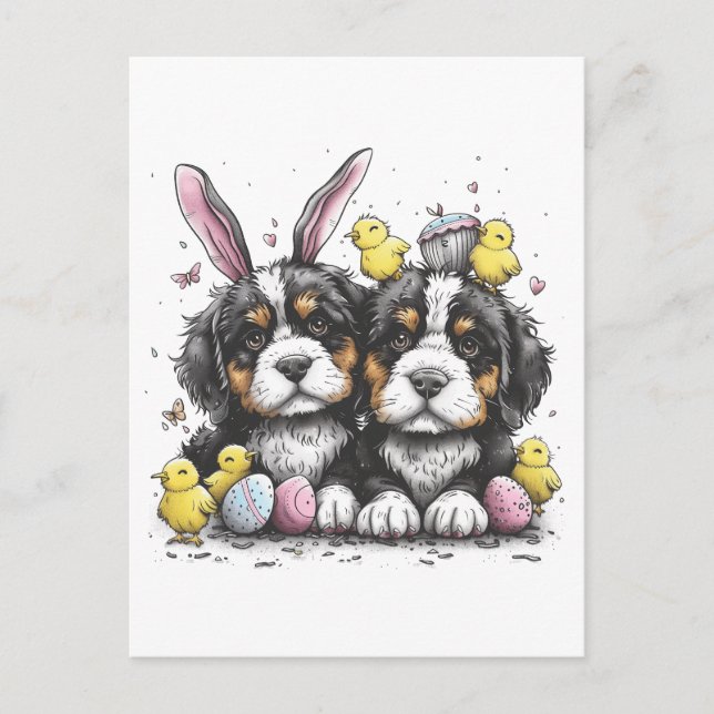 Easter Bernese Mountain Dogs Postcard (Front)
