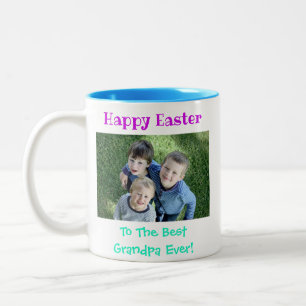 Easter Best Grandpa Ever Grandkids Photo Two-Tone Coffee Mug
