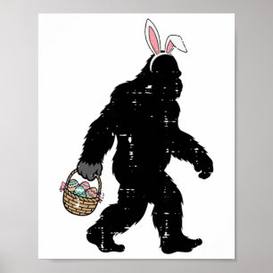 Easter Bigfoot Bunny Ears Sket Sasquatch Men Women Poster