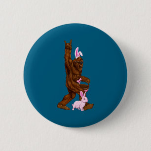 Easter bigfoot bunny in a basket is fun for sunday 6 cm round badge