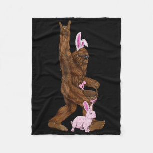 Easter Bigfoot Bunny In A Basket Is Funny For Sund Fleece Blanket