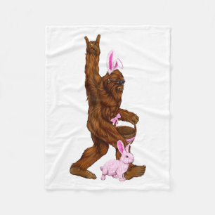 Easter Bigfoot Bunny In A Basket Is Funny For Sund Fleece Blanket