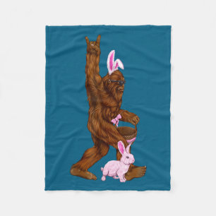 Easter bigfoot bunny in a basket is funny for sund fleece blanket