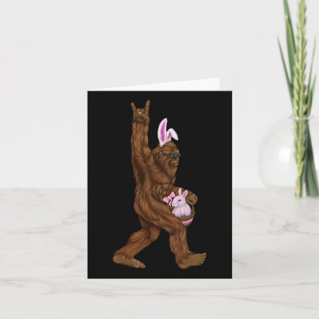 Easter Bigfoot Bunny In A Bysket Is Fun For Sunday Card (Front)