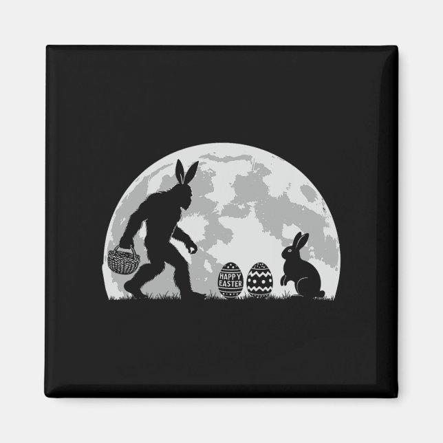 Easter Bigfoot Bunny Rabbit Egg Hunting  Magnet (Front)