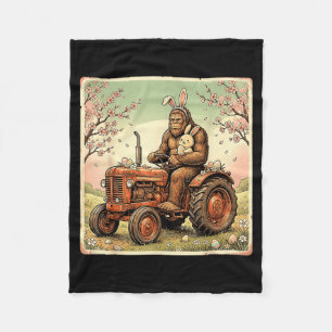 Easter bigfoot bunny tractor funny spring fleece blanket