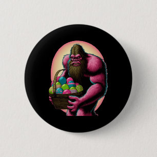 Easter Bigfoot Bunny With Easter Egg Basket Fun Fo 6 Cm Round Badge