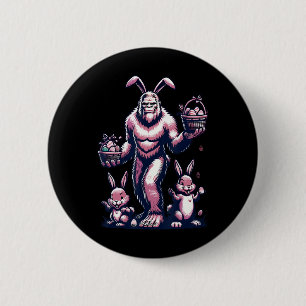 Easter Bigfoot With Bunny And Egg Bysket Festive C 6 Cm Round Badge