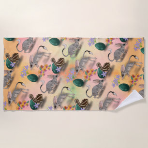 Easter Bilby & Australian Flowers Beach Towel