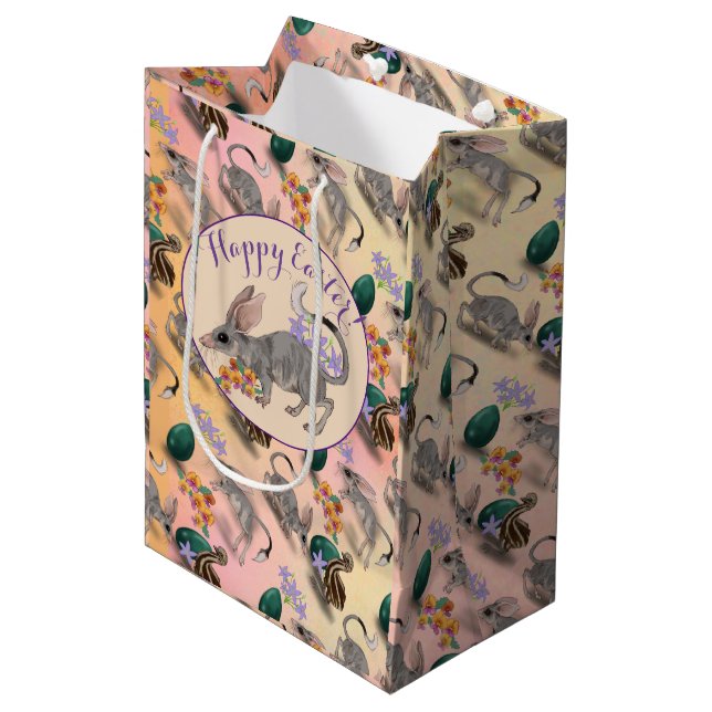Easter Bilby & Australian Flowers   Medium Gift Bag (Front Angled)