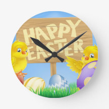 Easter birds and eggs with sign