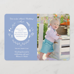 Easter Birthday Blue Photo Invitation
