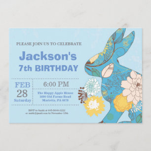 Easter birthday Boy Easter Egg Birthday Rabbit Invitation