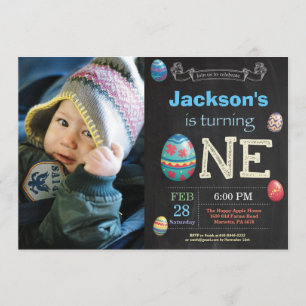 Easter birthday Boy Easter Egg first 1st bday Invitation
