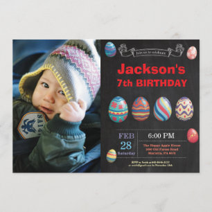 Easter birthday Boy Easter Egg Photo Birthday Invitation