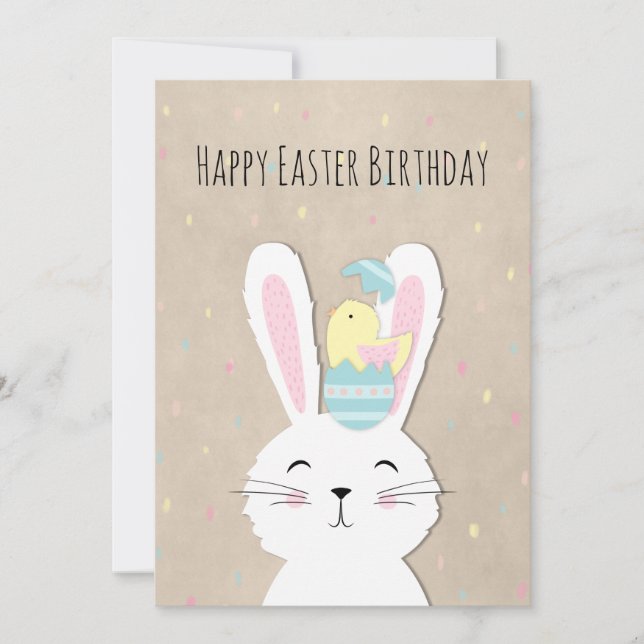 Easter birthday cute bunny and eggs (Front)