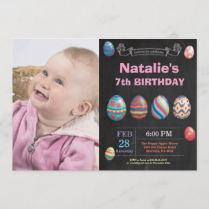 Easter birthday Girl Easter Egg Photo Birthday Invitation