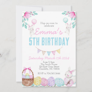 Easter birthday invitation, Bunny birthday Invitation