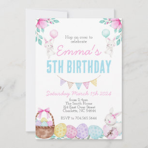 Easter birthday invitation, Bunny birthday Invitation