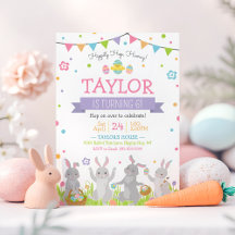 Easter Birthday Invitation, Easter Bunny