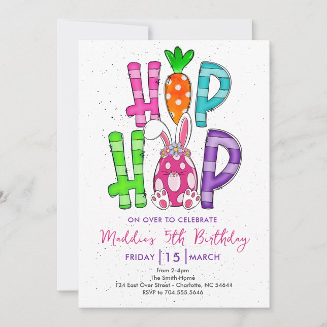 Easter Birthday invitation, Easter Invite, Invitation (Front)